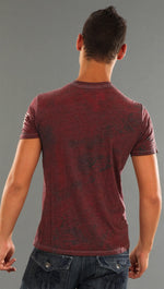 Rebel Yell Same Shirt V Neck Tee in Heather Red