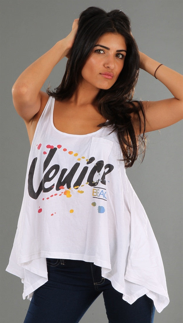 Rebel Yell Venice Hankie Tank in White