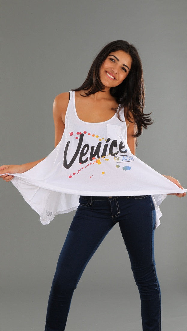Rebel Yell Venice Hankie Tank in White