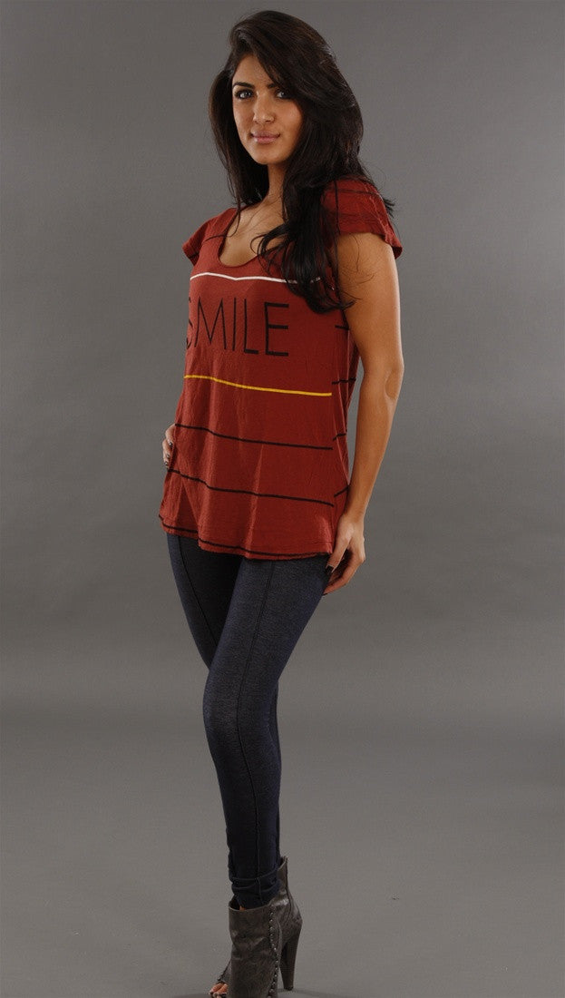 Rebel Yell Smile Tee in Burgundy