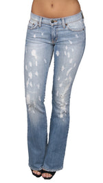 Red Engine Denim Sexy Slice Distresse Ripped Jeans Light Blue Wash 