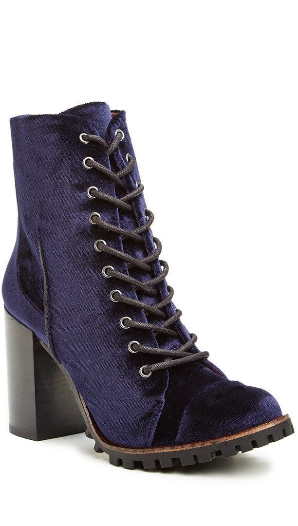Blue 2025 velvet bootie