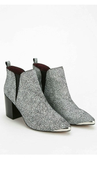 Report Signature Toby White Crackle Pointed Toe Booties