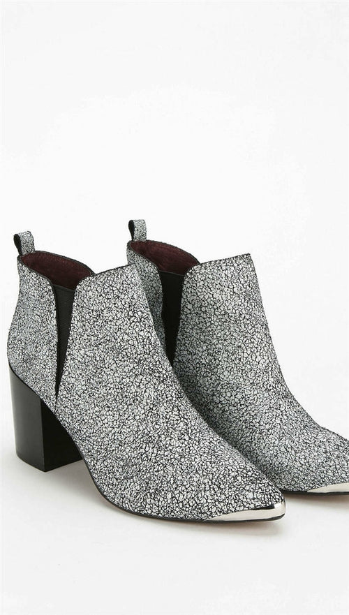Report Signature Toby White Crackle Pointed Toe Booties