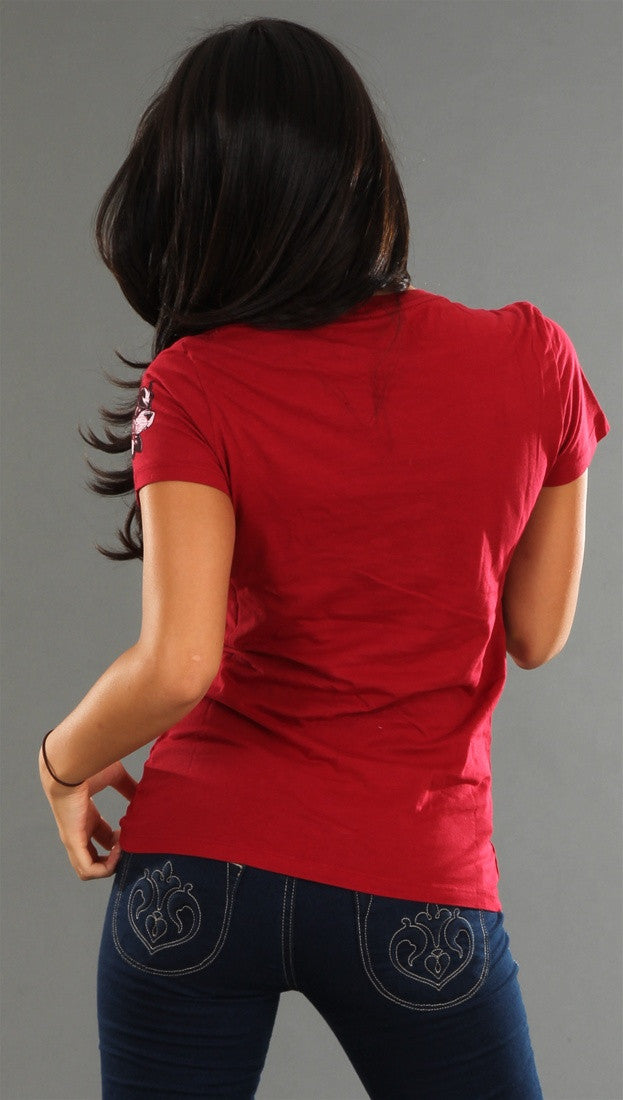 Retro Sport Boston University Washed Crew Neck Tee in Red