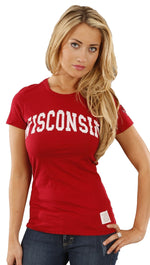 Retro Sport Wisconsin Badgers Washed Crew Tee Shirt Red 