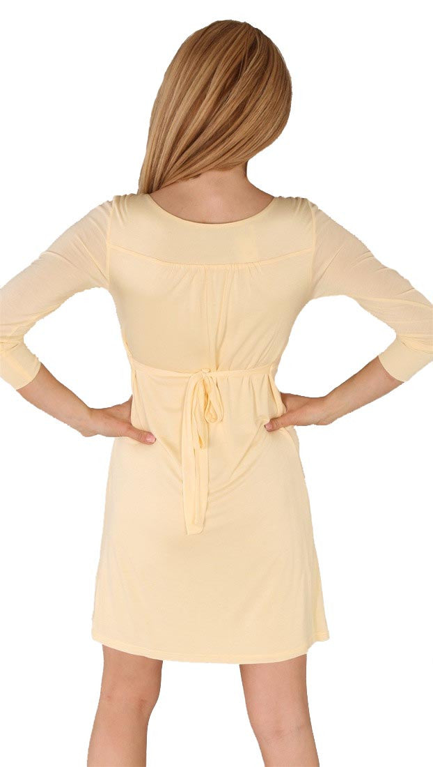 Revolver Sienna Scoop Neck Long Sleeve Shirt Mini Dress Vanilla