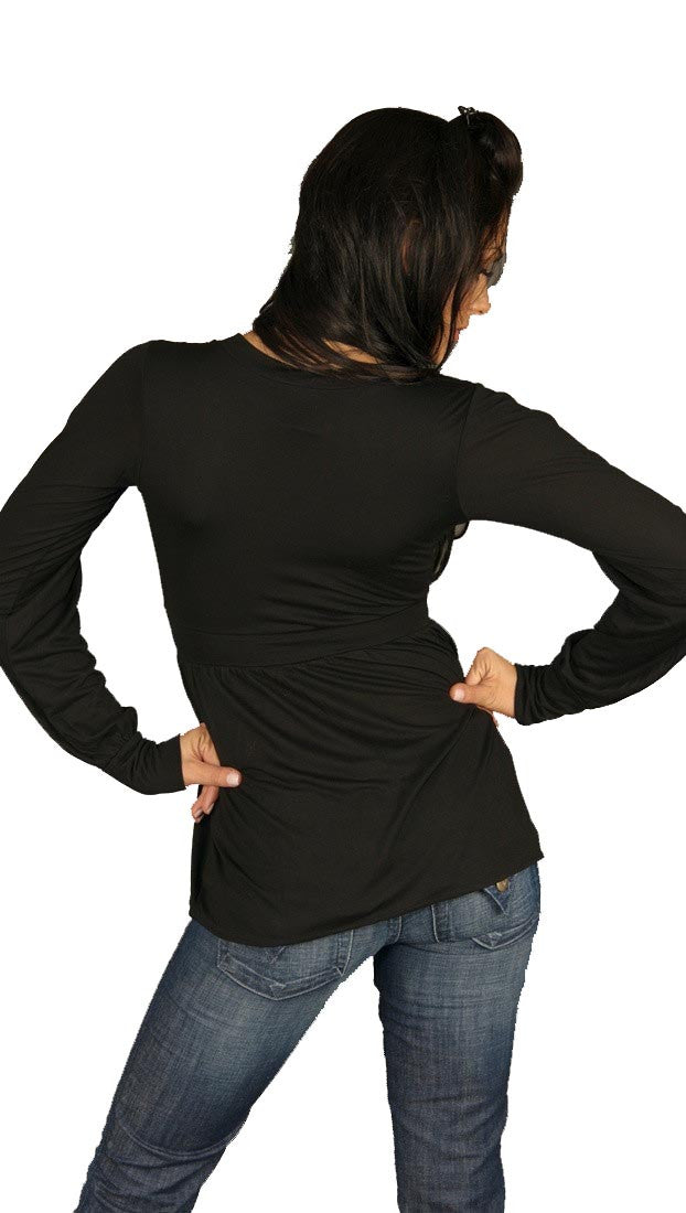 Revolver Sharon Long Sleeve V Neck Modal Top Black 
