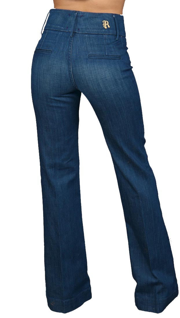 Rich & Skinny Ritzy High Waist Wide Leg Jean Pants Dark Denim
