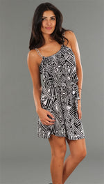 R Jean Chain Link Belted Tunic Dress in Geo