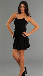 R Jean Chain Link Belted Tunic Dress in Black