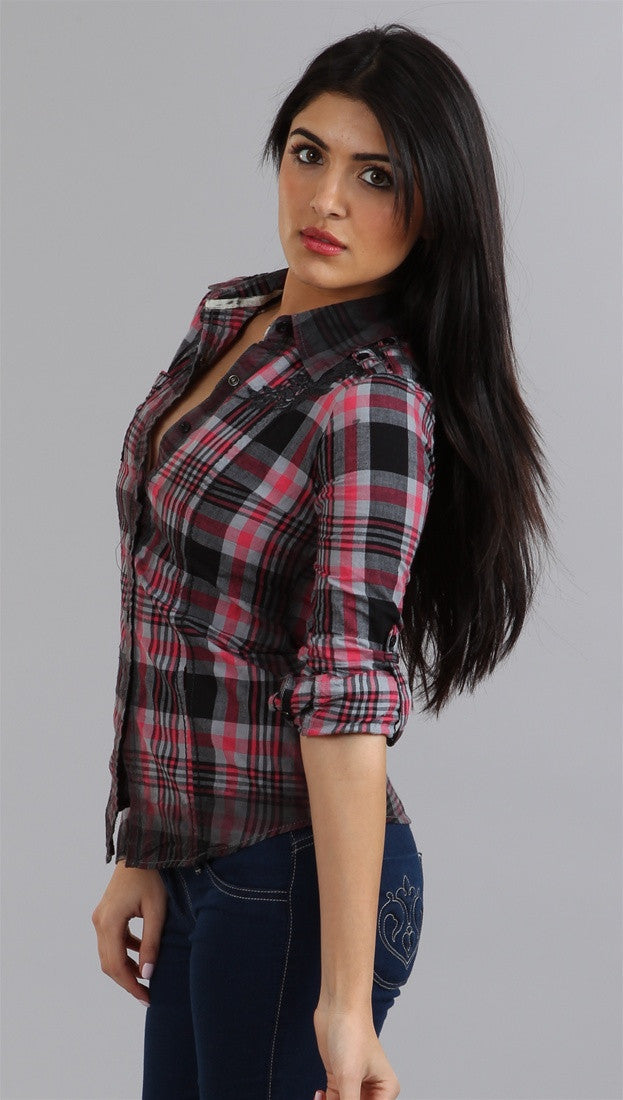 Roar Brandy Button-down in Red