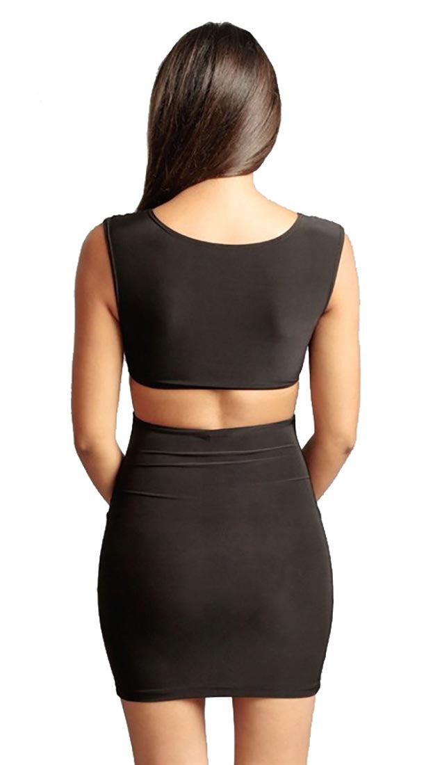 Rockstar Runway Silver Chain Mesh Panel V Dress in Blue