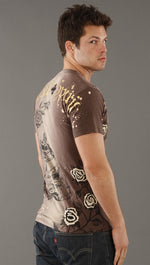 Rebel Spirit Crown Skull Tee in Brown