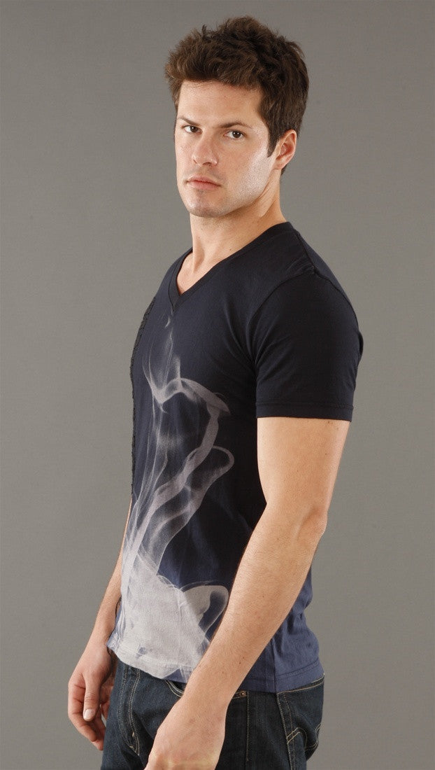 Salvage Warped V-neck Tee in Navy