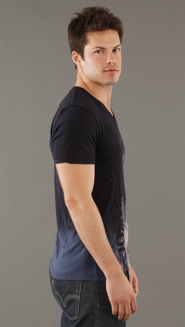 Salvage Warped V-neck Tee in Navy