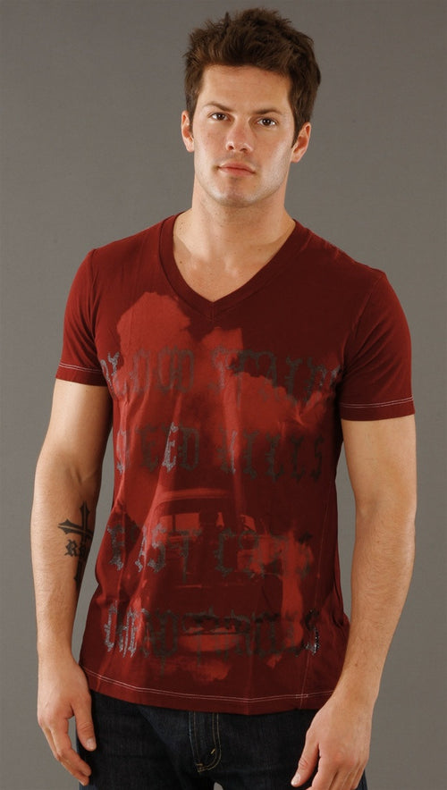 Salvage Cheap Thrills V-neck Tee in Red