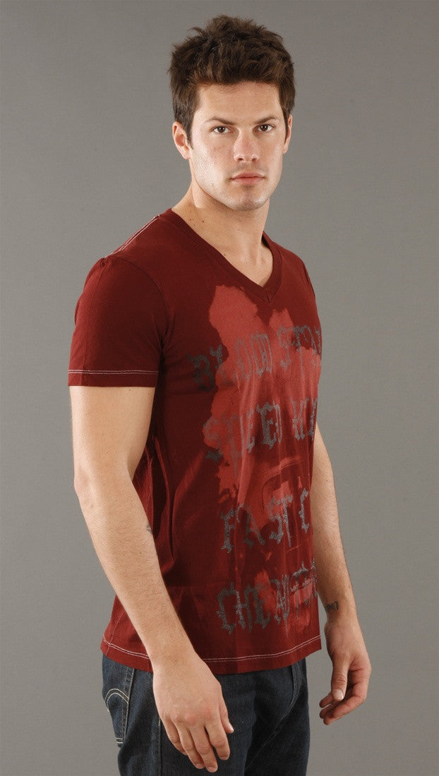 Salvage Cheap Thrills V-neck Tee in Red