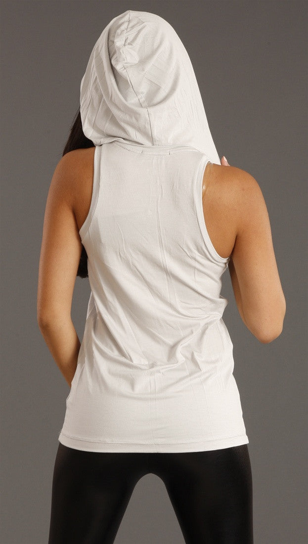Salvage Warning Sleeveless Hoody in Stone