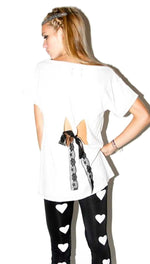 Sauce Lace Bow Tee in White