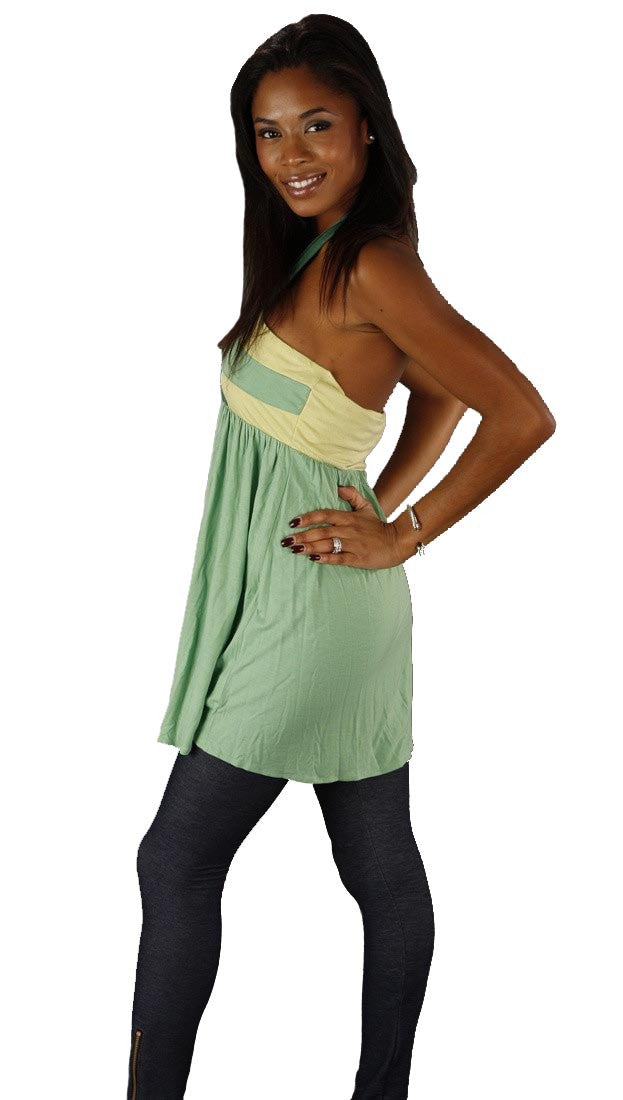 Sweetees Kaira Halter Tunic Tank Top in Green