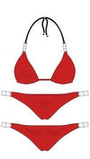 Sinful Palm Springs Pyramid Rhinestone Wings Bikini Set in Red 