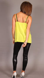 Single Dress Strappy Ruffle Silk Cami in Lime