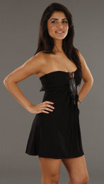 Sky Black Tube Mini Dress w/ Feathers & Chains