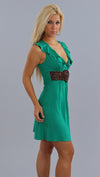 Sky Rizzo Heart Belt Dress in Emerald