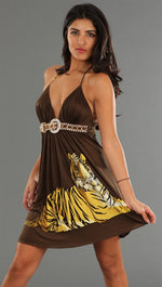 Sky Smurfett Tiger Dress in Brown