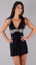 Sky Maya Black Mini Dress with Sequin