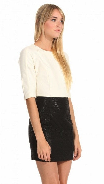 Sugar Lips Faux Leather 3/4 Sleeve Vivi Dress