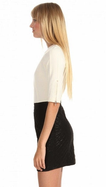 Sugar Lips Faux Leather 3/4 Sleeve Vivi Dress