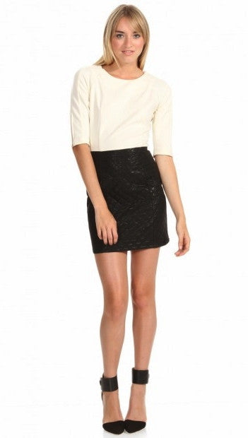 Sugar Lips Faux Leather 3/4 Sleeve Vivi Dress