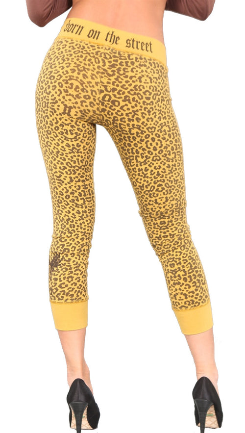Smet Born on the Streets Leopard Animal Priny Leggings Yellow 