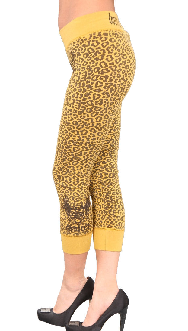 Smet Born on the Streets Leopard Animal Priny Leggings Yellow 