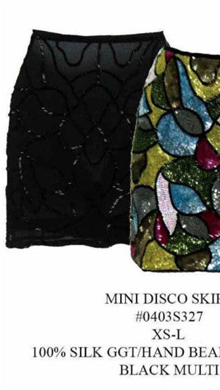 Single Dress Silk Beaded Sequin Mini Disco Skirt in Multi