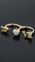 Soho Collection Two Finger Heart Love Ring Gold
