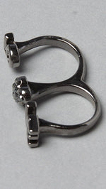Soho Collection Two Finger Heart Love Ring in Gunmetal or Gold