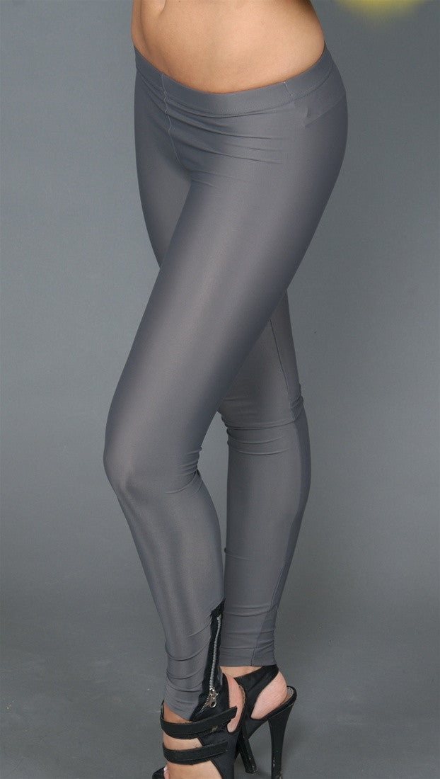 So Nikki Tricot Legging with Zipper Silver