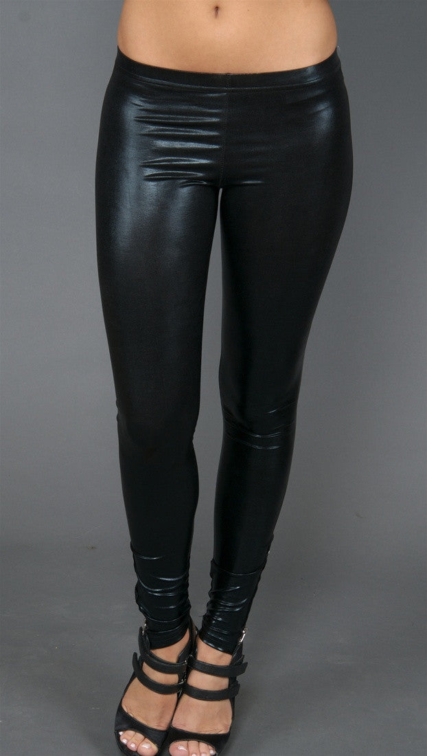 So Nikki Pleather Zipper Leggings @ Apparel Addiction - Liquid - Ankle Zip  Leggings - Leather - Black – ShopAA