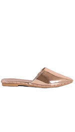 Watts Metallic Rose Gold Stud Loafer Pointy Slides Loafer Flat ShopAA