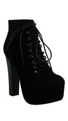 Stella Shoes Victoria Suede Lace-up Bootie in Black