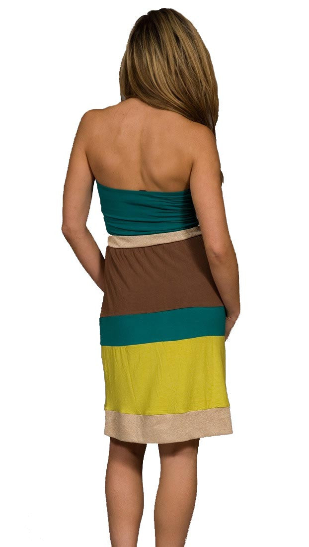 Sweetees Lou Tube Strapless Stripe Midi Dress Green Lime Gold