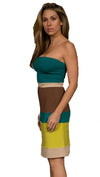 Sweetees Lou Tube Strapless Color Block Dress Green Lime Gold