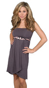 weetees Chick Braided Ribbon Strapless Dress Grey 