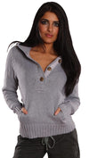 Sweet Romeo Kangaroo Pocket Pullover Sweater Hood Grey