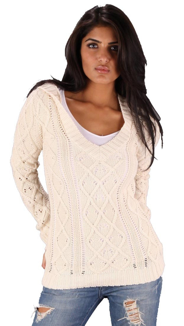 Sweet Romeo V-Neck Sweater in Natural