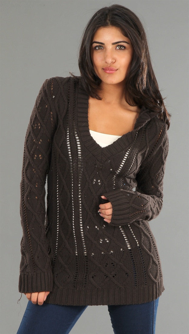 Sweet Romeo Pullover with Hood in Brown