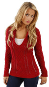 Sweet Romeo V-Neck Sweater in Red Hood